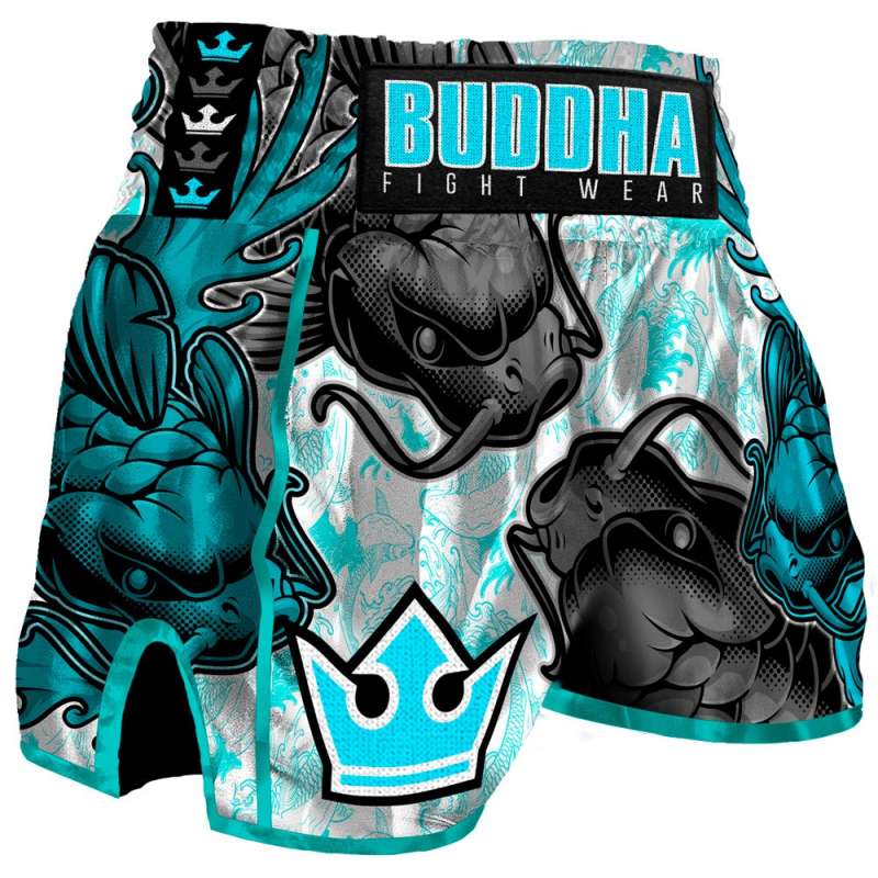 Short kick boxing Buddha retro koi (azul)