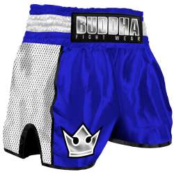Short kickboxing Buddha retro premium (azul/gris)