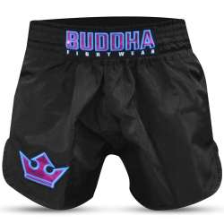 Shorts muay thai Buddha old school (negro/purpura)