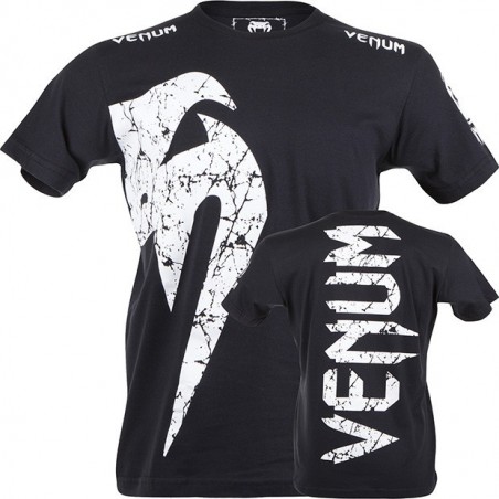 L Negro/Blanco Venum Logos Camiseta Hombre
