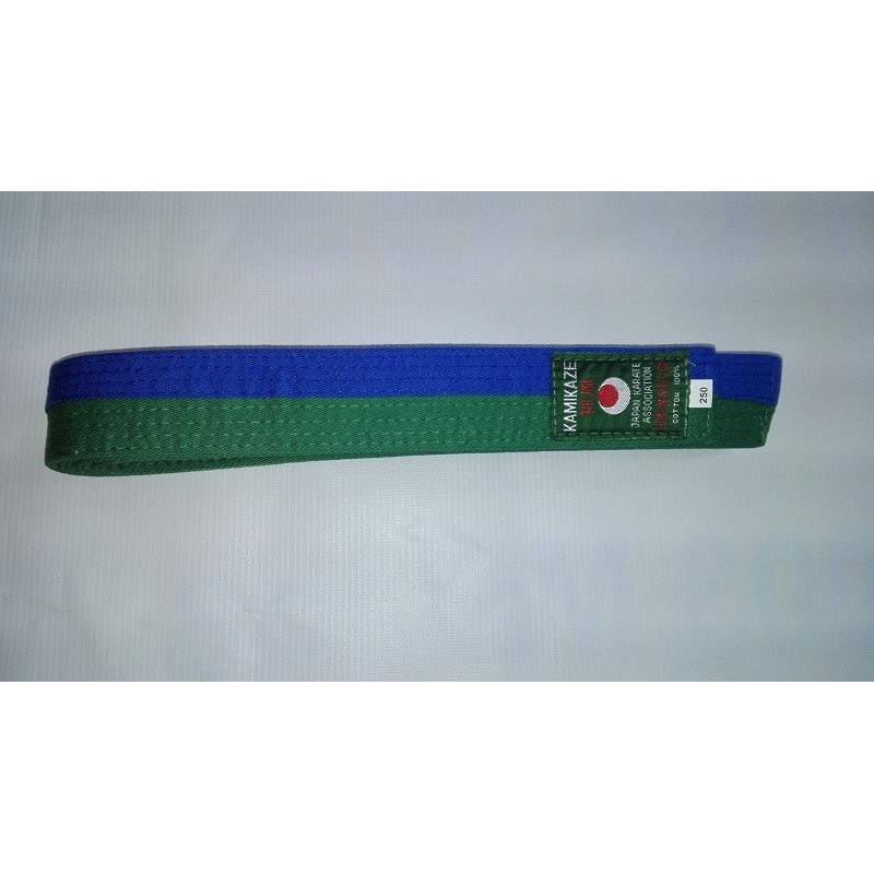 Cinturon artes marciales verde/azul Kamikaze